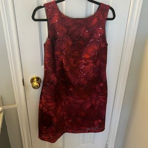 WHBM Red Sequin floral detail cocktail dress - Size 10